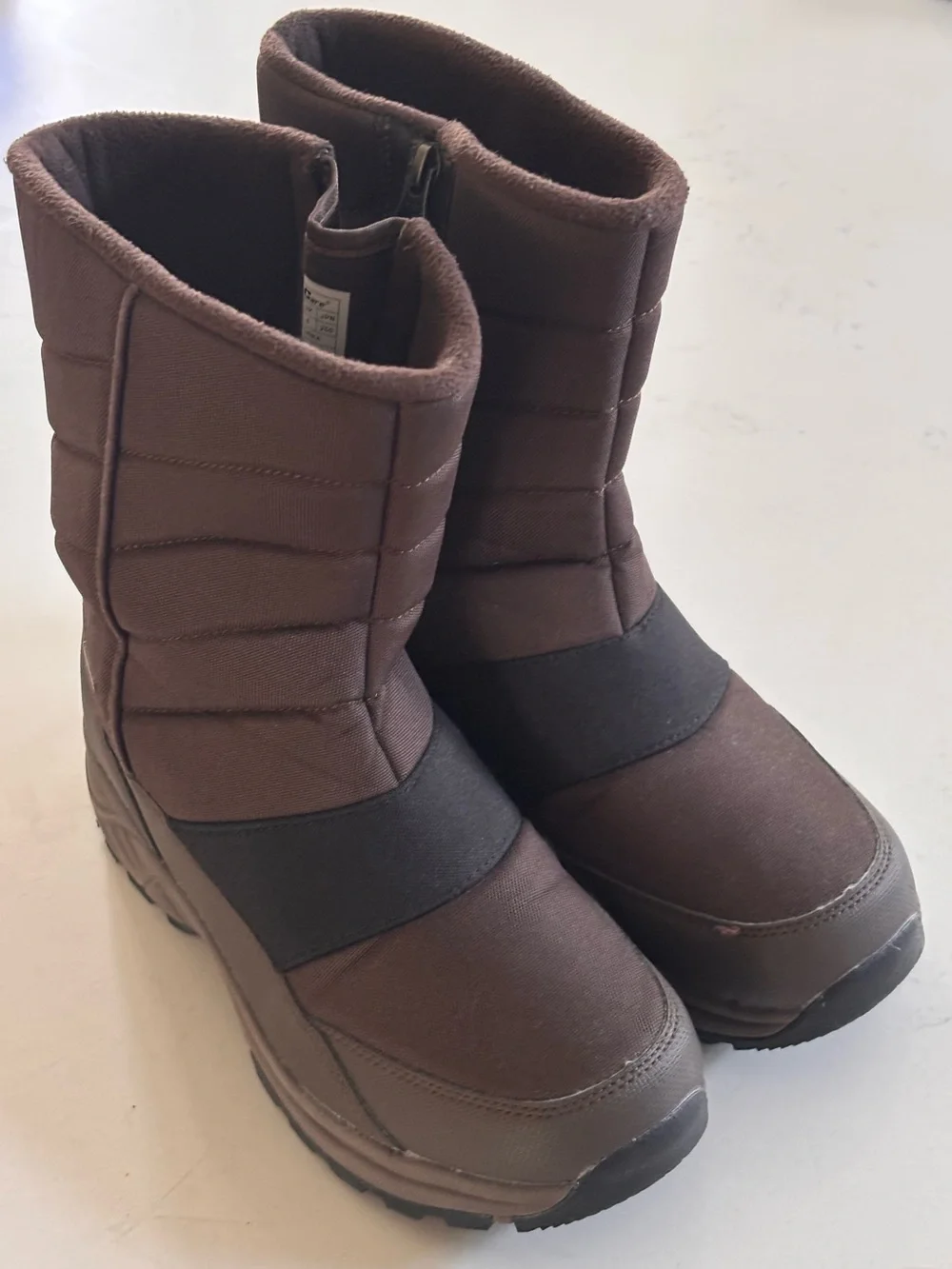 SILENTCARE Mens Brown Winter Mid-Calf Snow Boot Waterproof Size 7